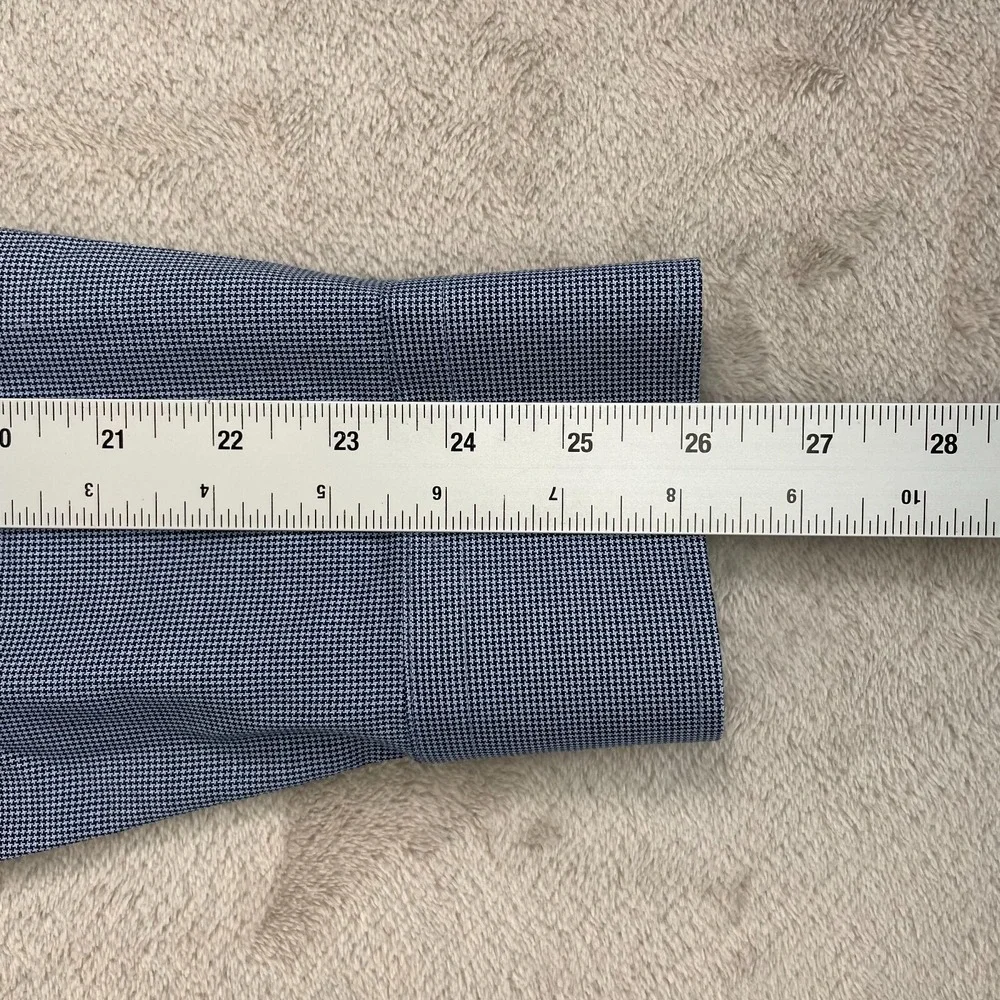 Banana Republic Shirt Men Large Blue‎ Mini Houndstooth Slim Fit Non Iron NWOT